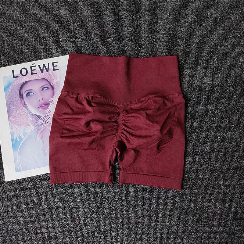 Yoga Shorts Peach Hot Girls Three-Cross Pants High Waist Knitted Pressure Running Sport Elastic Belly Lifting Butt Tight Pants