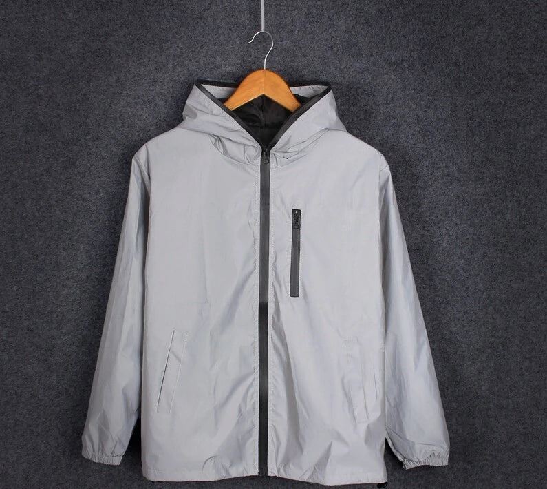 Men's Full Reflective Jacket Casual Women Windbreaker Hip Hop Hooded Coat Waterproof Printed Streetwear Night Shiny Jackets 5XL