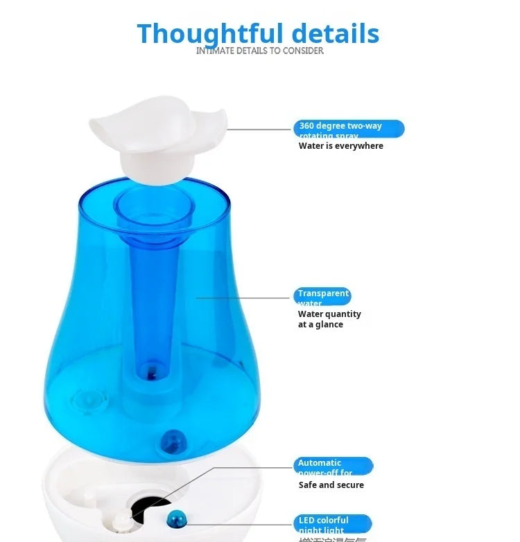 Household bedroom humidifier double spray large mist volume atomizing moisturizing Diffuser Ultrasonic Mini Aroma Air Purifier