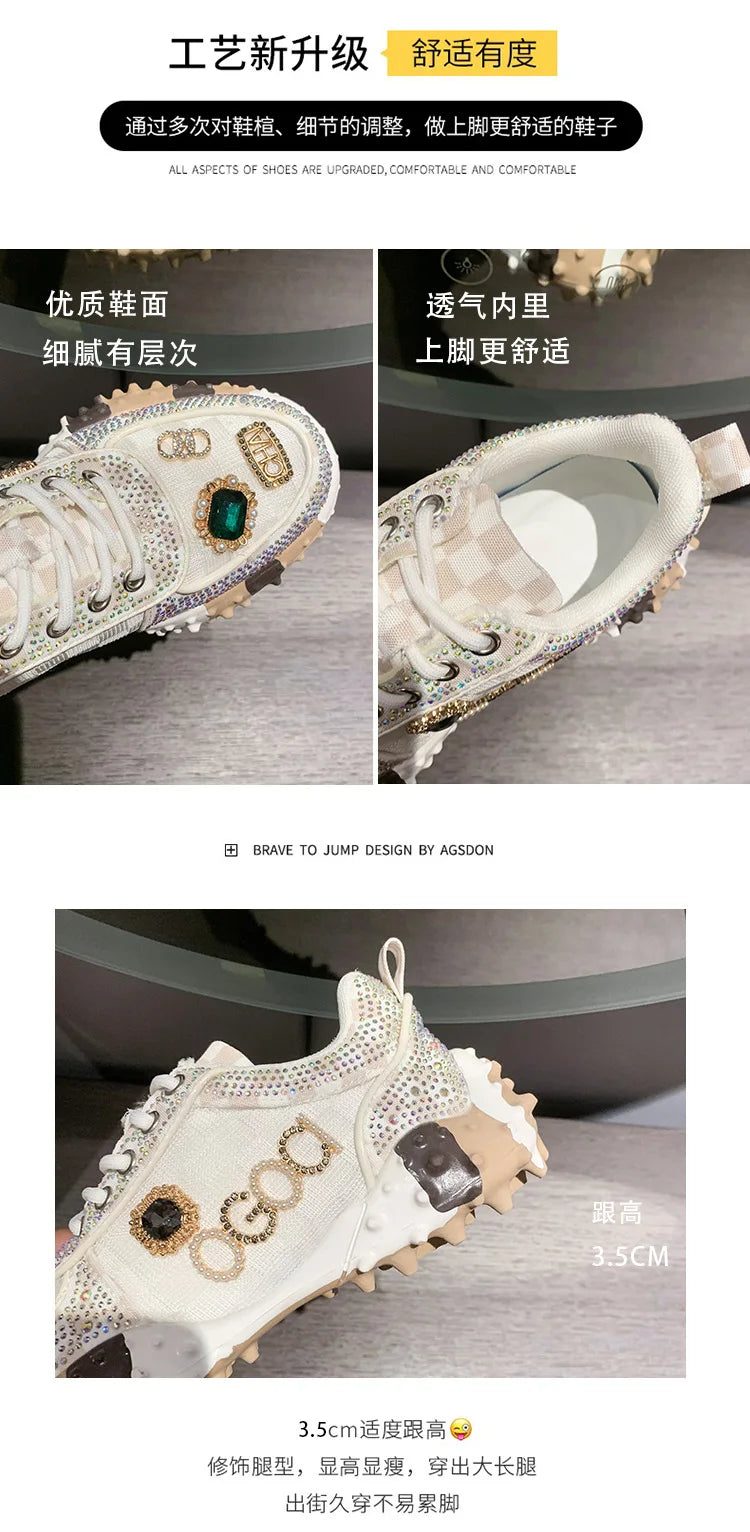 2025 Women Shoes New Rhinestone Women Sneakser Diamond Breathable Casual Designer Sneakers for Women Tenis Shose