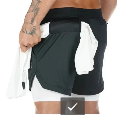 UFC two-in-one men's sports shorts, casual, quick-drying, double-layer breathable, suitable for summer running and fitness