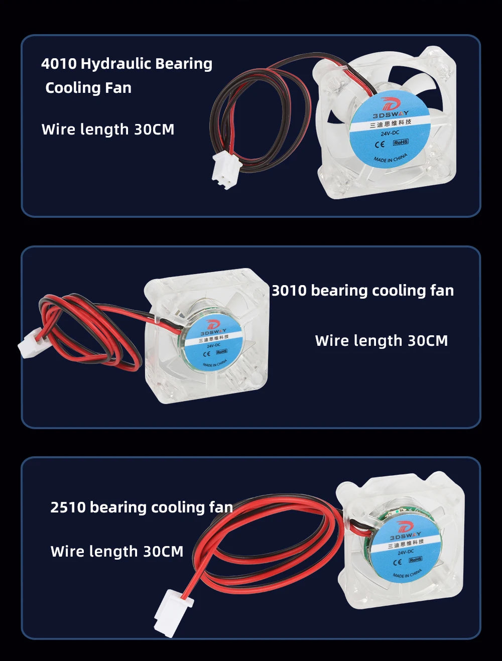 2510 3010 4010 Fan 3D Printer Fan DC 12V 24V Mini Brushless Cooling Fan Hydraulic Bearing Fan RGB LED for 3D Printer Accessories