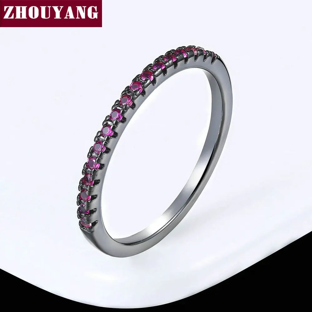 Dainty Wedding Ring For Women Man Concise Classical Multicolor Mini Zircon Rose Gold Color Fashion Jewelry R132 R133 ZHOUYANG