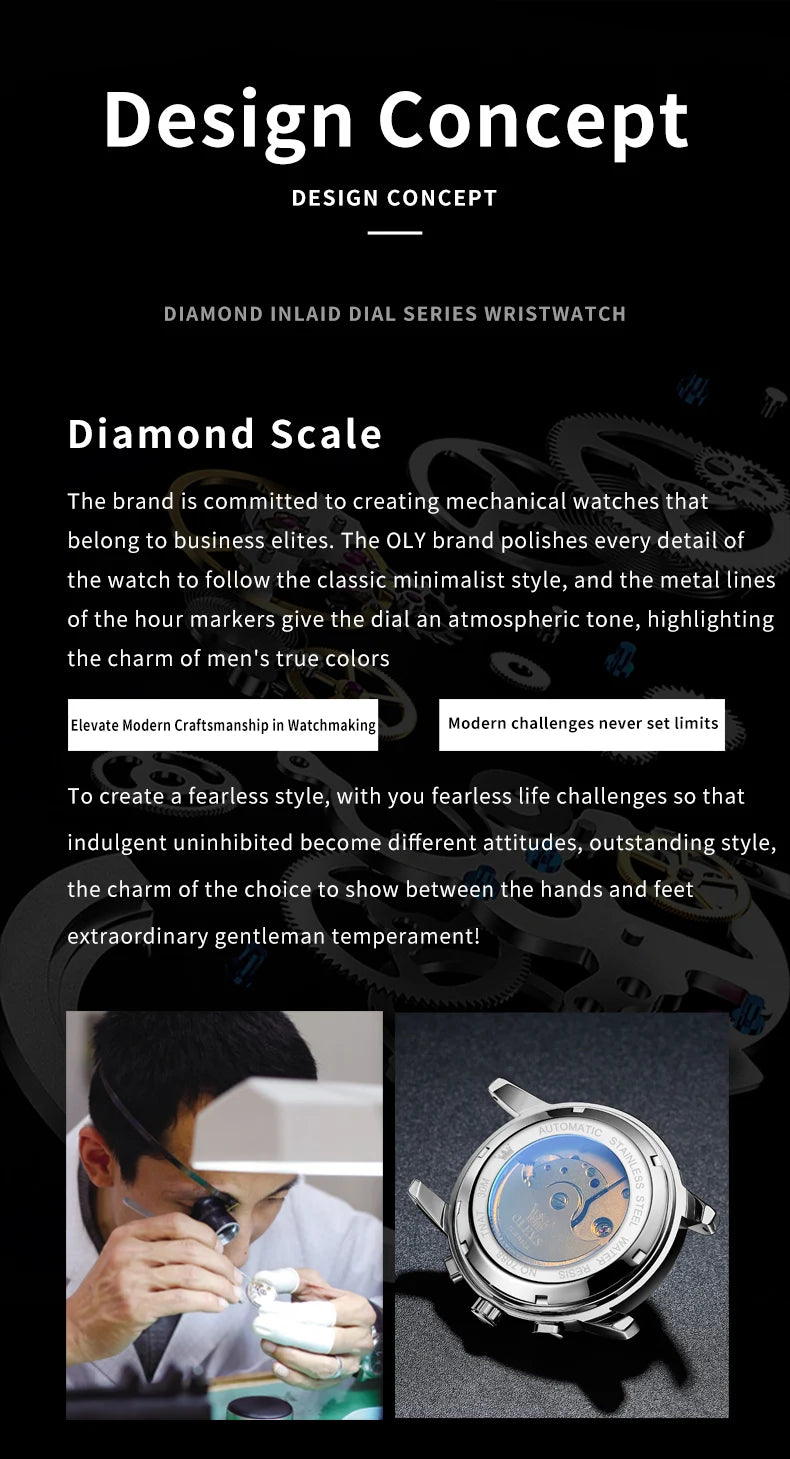 OLEVS Men's Watches 7088 Luxury Trend Fashion Automatic Mechanical Watch for Man Hollow Quartz Movement Complete Calendar Week