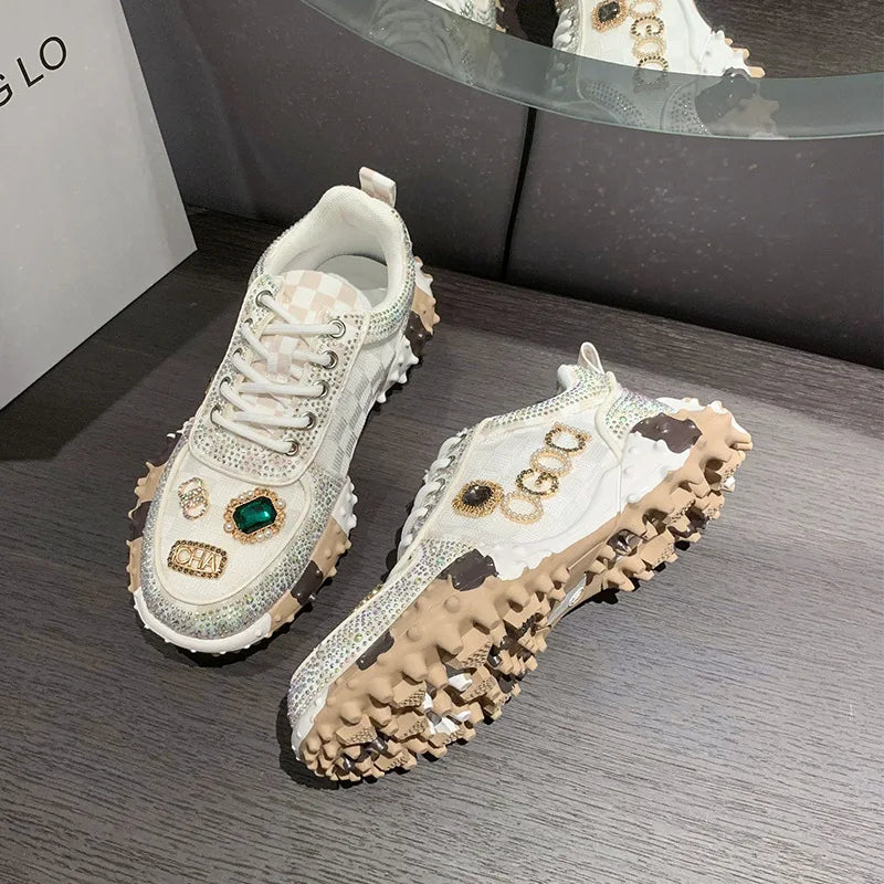2025 Women Shoes New Rhinestone Women Sneakser Diamond Breathable Casual Designer Sneakers for Women Tenis Shose