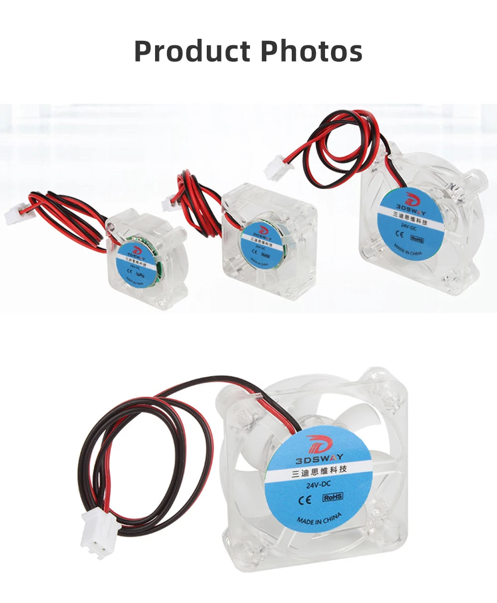 2510 3010 4010 Fan 3D Printer Fan DC 12V 24V Mini Brushless Cooling Fan Hydraulic Bearing Fan RGB LED for 3D Printer Accessories