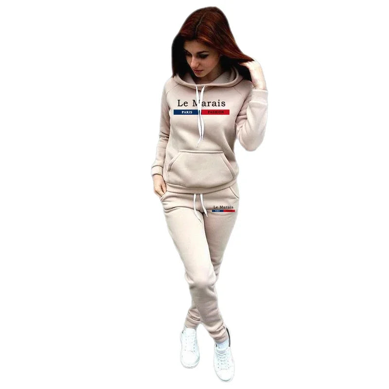 Clothing Comfort Set Quality Casual Hot Sales Fashion Woman Two Piece Set Daily Hoodie Sports Jogging Printing Women's Tracksuit