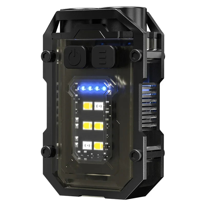 Mini LED Keychain Light Portable Magnetic EDC Flashlight Outdoor Camping Fishing Emergency Work Hat Clip Lamp With FingertipGyro