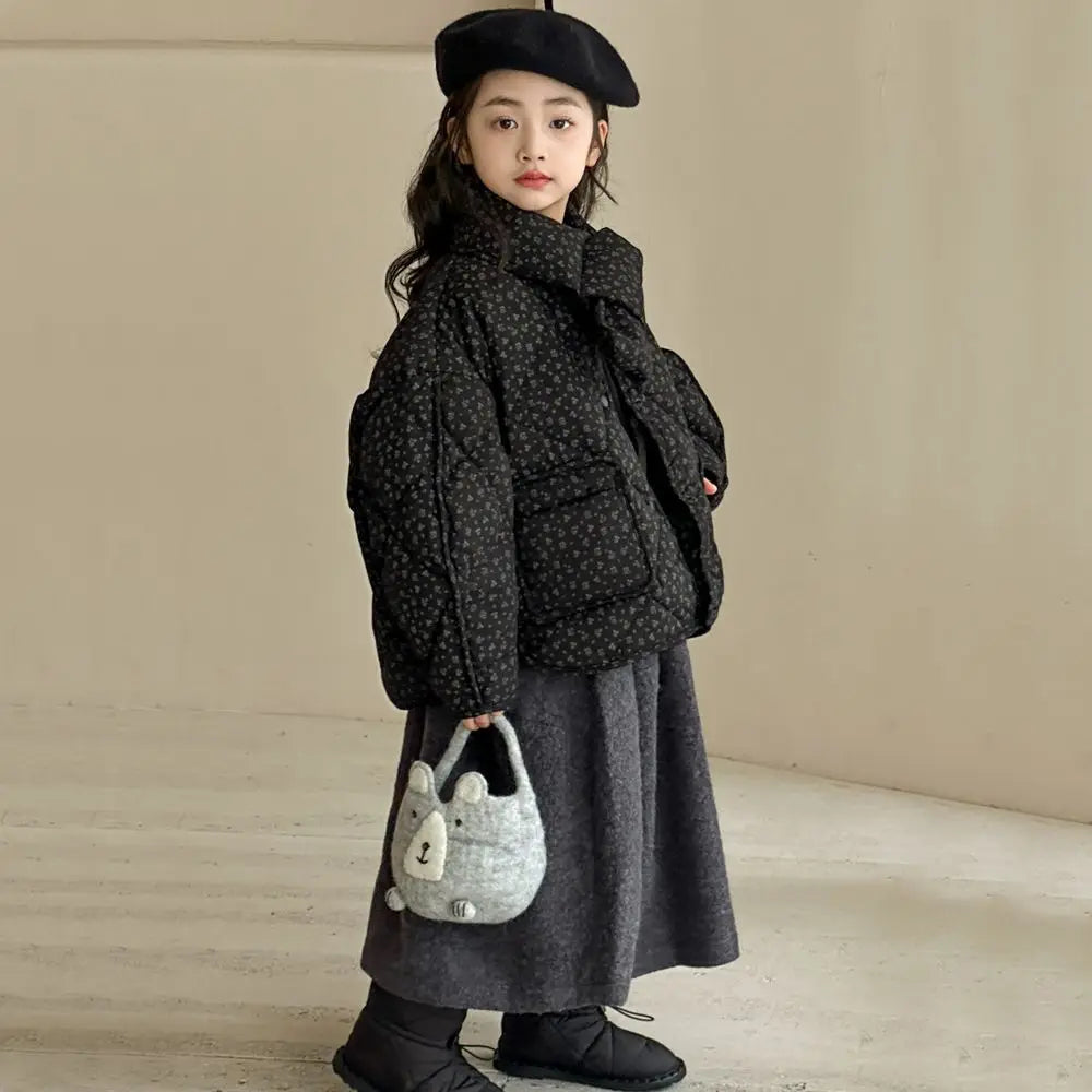 Floral Cotton Clothing Casual Autumn and Winter Fashion Sweet and All-match Cute and Warm Cotton Clothes