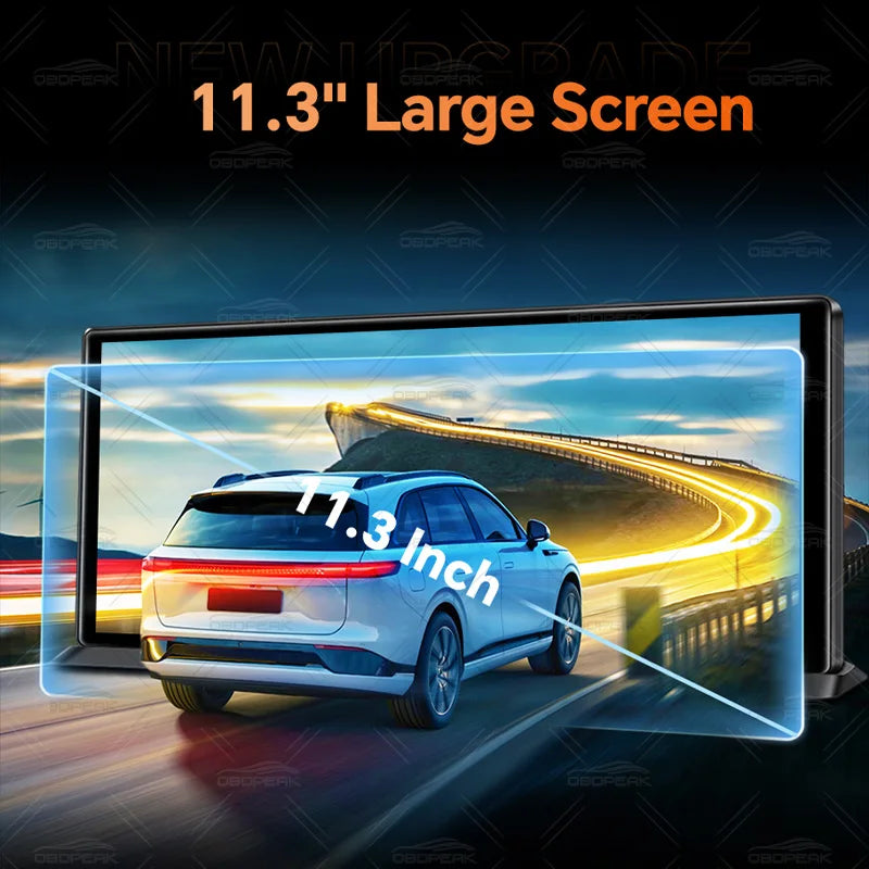 OBDPEAK K8 Pro Front 5K Rear 1080P Dash Cam Camera 11.3" Touch Ai Screen Carplay & Android Auto GPS Navigation Night Vision DVR
