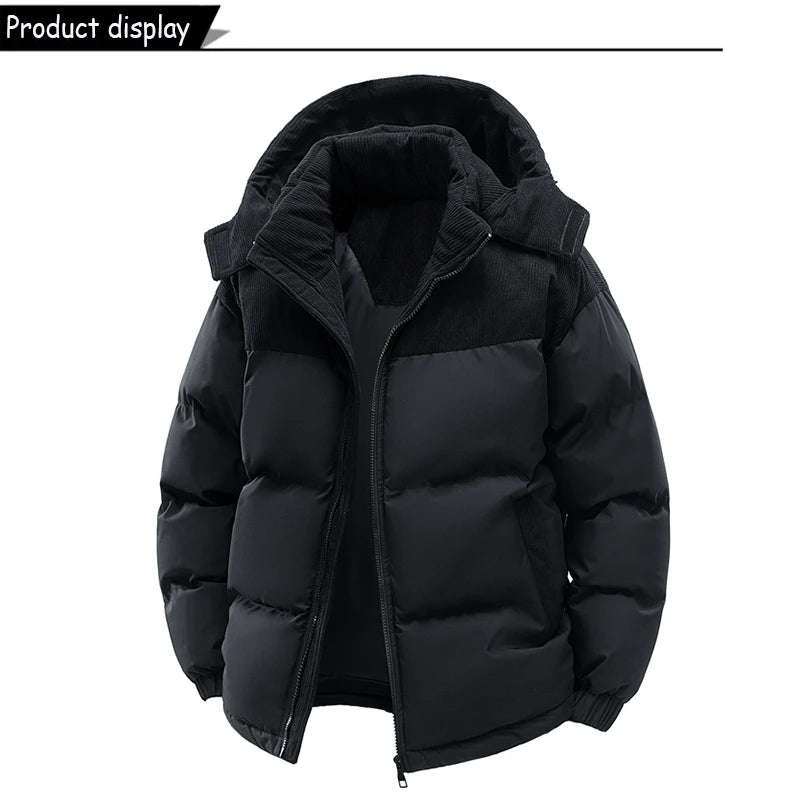 Autumn Winter Men Outdoor Removable Hooded Windbreak Jacket Coats Men Warm Outwear Casual Fashion Solid Parkas Jacket Male Tops