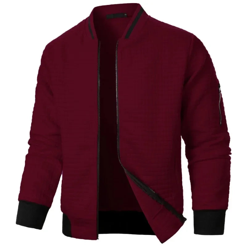 New Mens Long Sleeve Zipper Jacket Coats Stand Up Sweatshirts Outdoor Streetwear Autumn Warm Solid Color Baseball Jacket Men