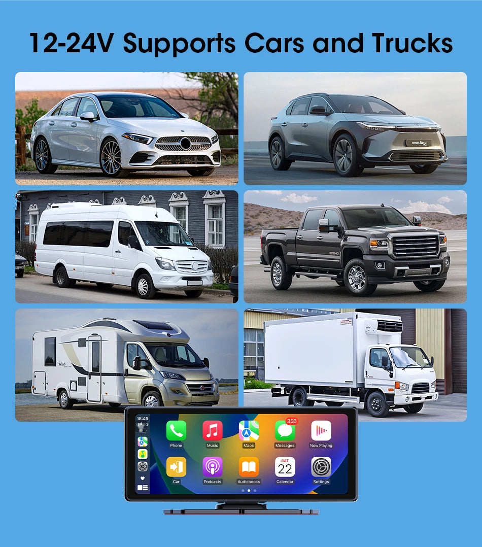 Vtopek 8.1 Inch 2.5K Dash Cam Wireless Carplay Android Auto Car DVR WiFi GPS Navigation Rearview Camera Dashboard Video Recorder