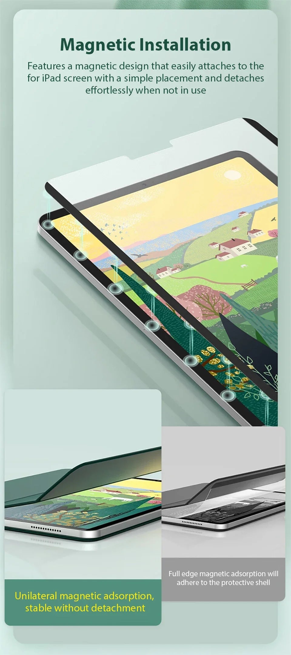 Magnetic Paper Film For Ipad Air 11 M3 M2 5 4 3 2 A16 10 9 10th 9th Generation Pro 13 M4 11th 12.9 Mini 6 7 A17 Screen Protector