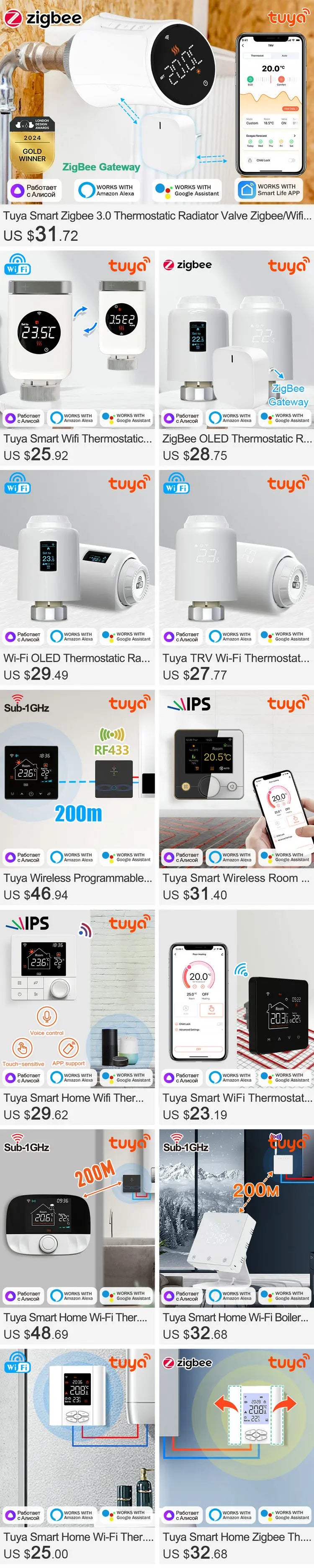 Tuya Zigbee 3.0 Thermostatic Valve Radiator Actuator Valve Zigbee Thermostatic Radiator Valve Head Temperature Controller Alexa