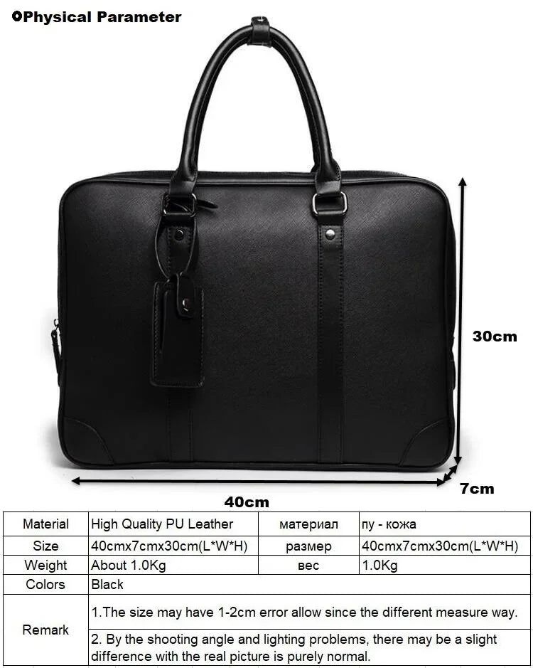 Simple Design Man Laptop Handbag Soft PU Leather Fashion Man Business Briefcase Messenger Bag Fashion Man Handbag