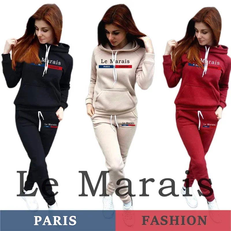 Clothing Comfort Set Quality Casual Hot Sales Fashion Woman Two Piece Set Daily Hoodie Sports Jogging Printing Women's Tracksuit