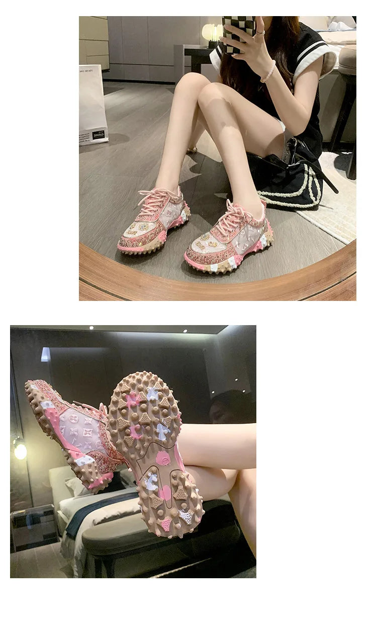 2025 Women Shoes New Rhinestone Women Sneakser Diamond Breathable Casual Designer Sneakers for Women Tenis Shose