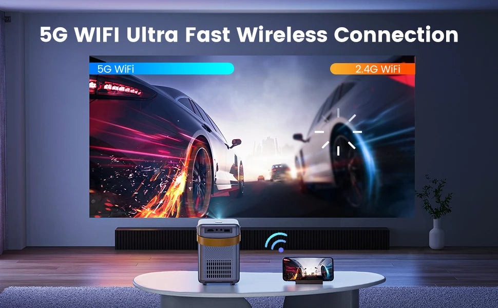 Wimius Portable Projector 18000Lm 5G WiFi Bluetooth Theater Projector Support Full HD 1080P Display Home Cinema Projector
