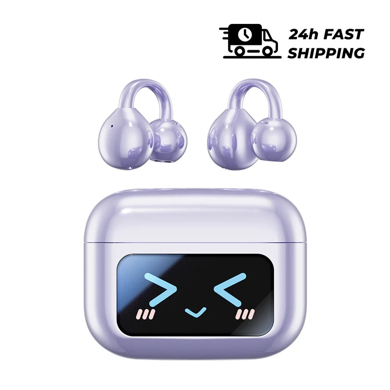 Wireless Ear Clip Earphones with Touch Screen 144 Languages AI Real Time Translation Headphones Smart Bluetooth Earbuds Device
