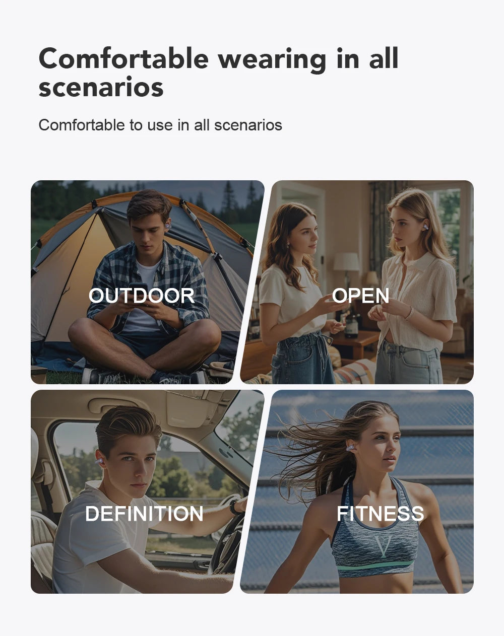 Translator ERAZER XF28 Bluetooth V6.0 Open-ear True Wireless EarbudsTranslation Earphones Office Travel,ASMR Headset APP