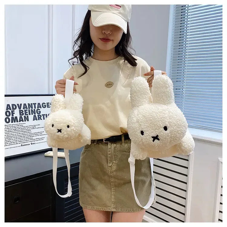 Kawaii Miffy Rabbit plush bag Doll Tote cartoon cute One shoulder Crossbody storage bag Birthday toy Christmas gift