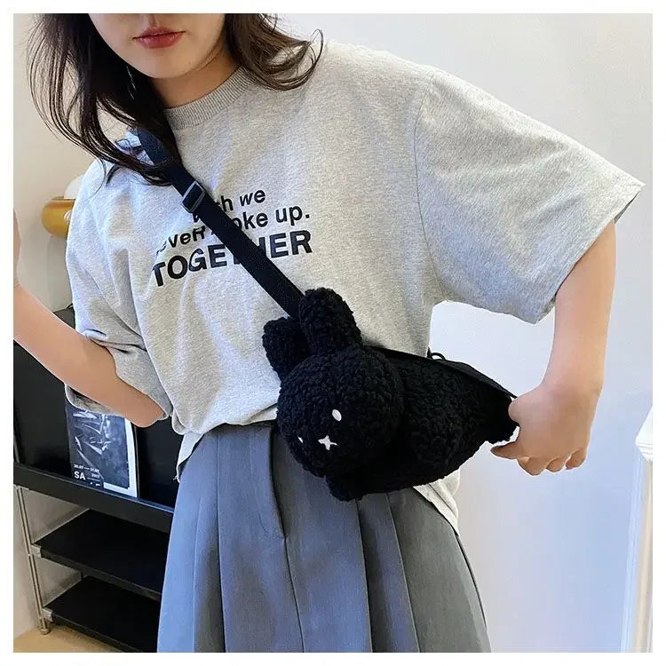 Kawaii Miffy Rabbit plush bag Doll Tote cartoon cute One shoulder Crossbody storage bag Birthday toy Christmas gift