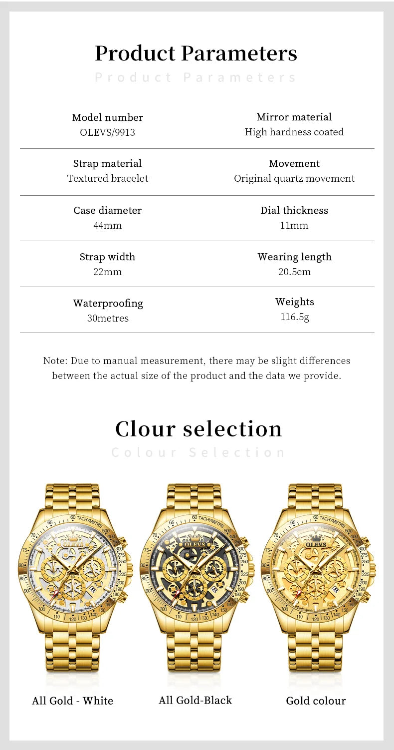 OLEVS 9913  Men's Watches Original Quartz Watches For Men Waterproof Luminous Chronograph Date 24 Hours Watches Luxury Men