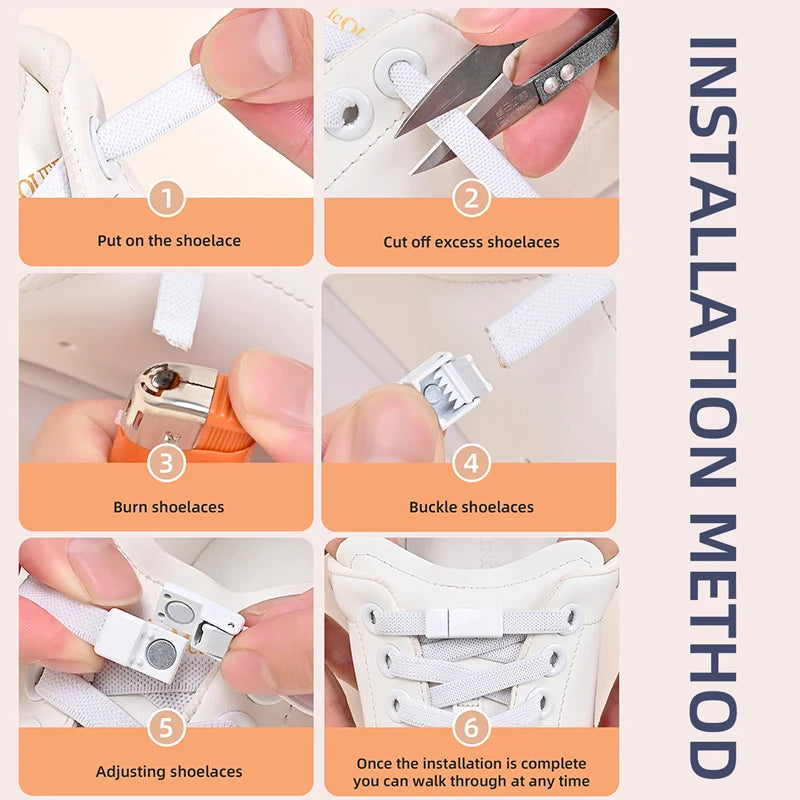 Magnetic Buckle No Tie Shoe Laces Elastic Shoelaces Without Ties Laces Sneaker Kids Adult Widened Flat Shoelace for Shoes