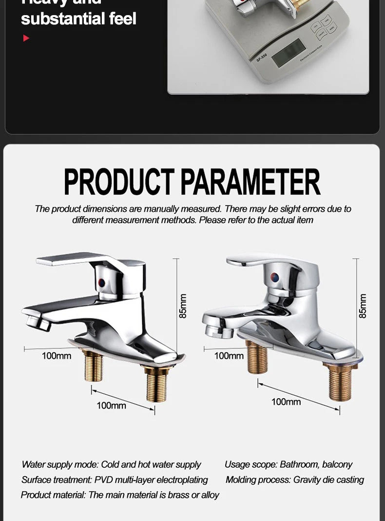 Household Bathroom Basin Faucet, with Dual Control for Hot and Cold Water, Made of High-quality Copper or Alloy Material