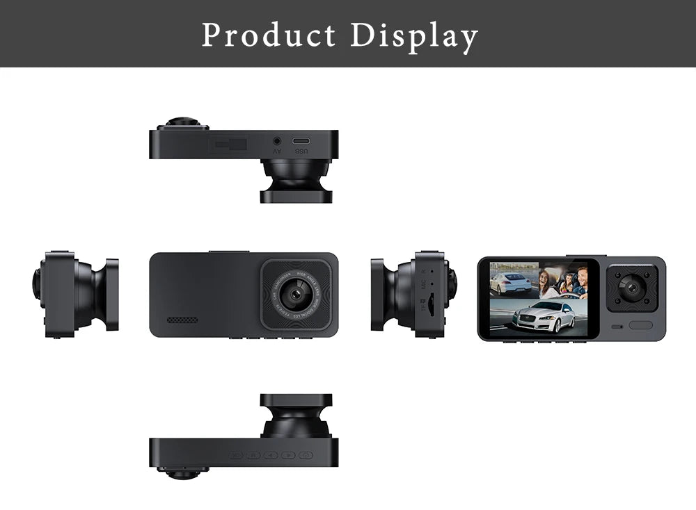 Wifi 3 Camera Car Dvr 3 Channel Dash Cam FHD 1080P Dash Camera Interior Dashcam Video Recorder Black Box 24H Parking Monitoring