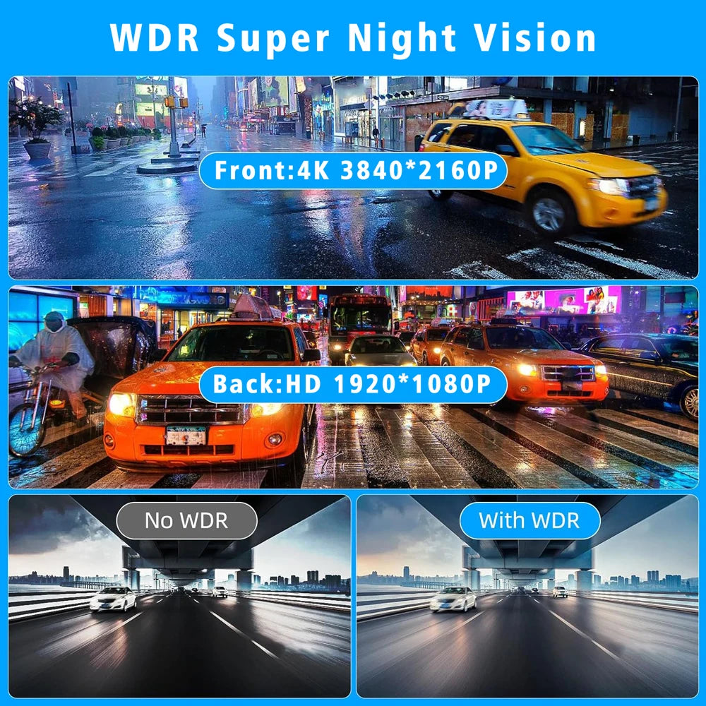 11.26" 4K 2160P Car Dvr Carplay Android Auto Dash Cam GPS WIFI BT FM Stream Rear View Mirror Dashcam Dvrs Camera Drive Recorder