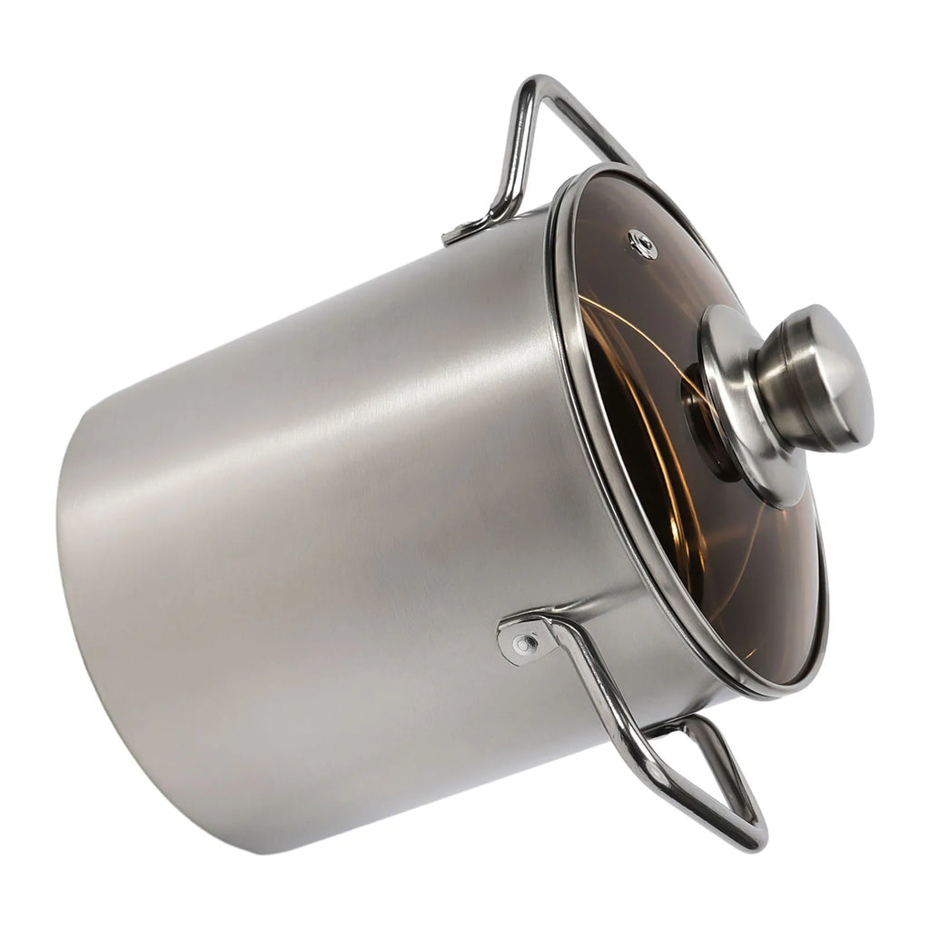 1Pc Silver Stainless Steel Frying Pot With Basket Multipurpose Deep Frying Pot Milk Pot Soup Pot Kitchen Supplies Cooker