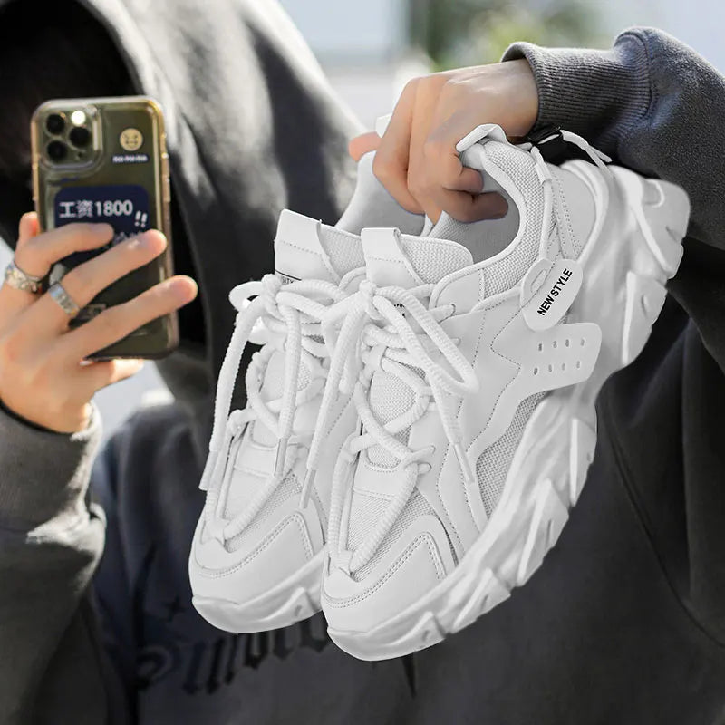 Sport Shose Male Fashion Street Shoes Lightweight Comfortable Lace-Up Gym Shoes Mens White Sneakers Platform Shoes Mens Trainers