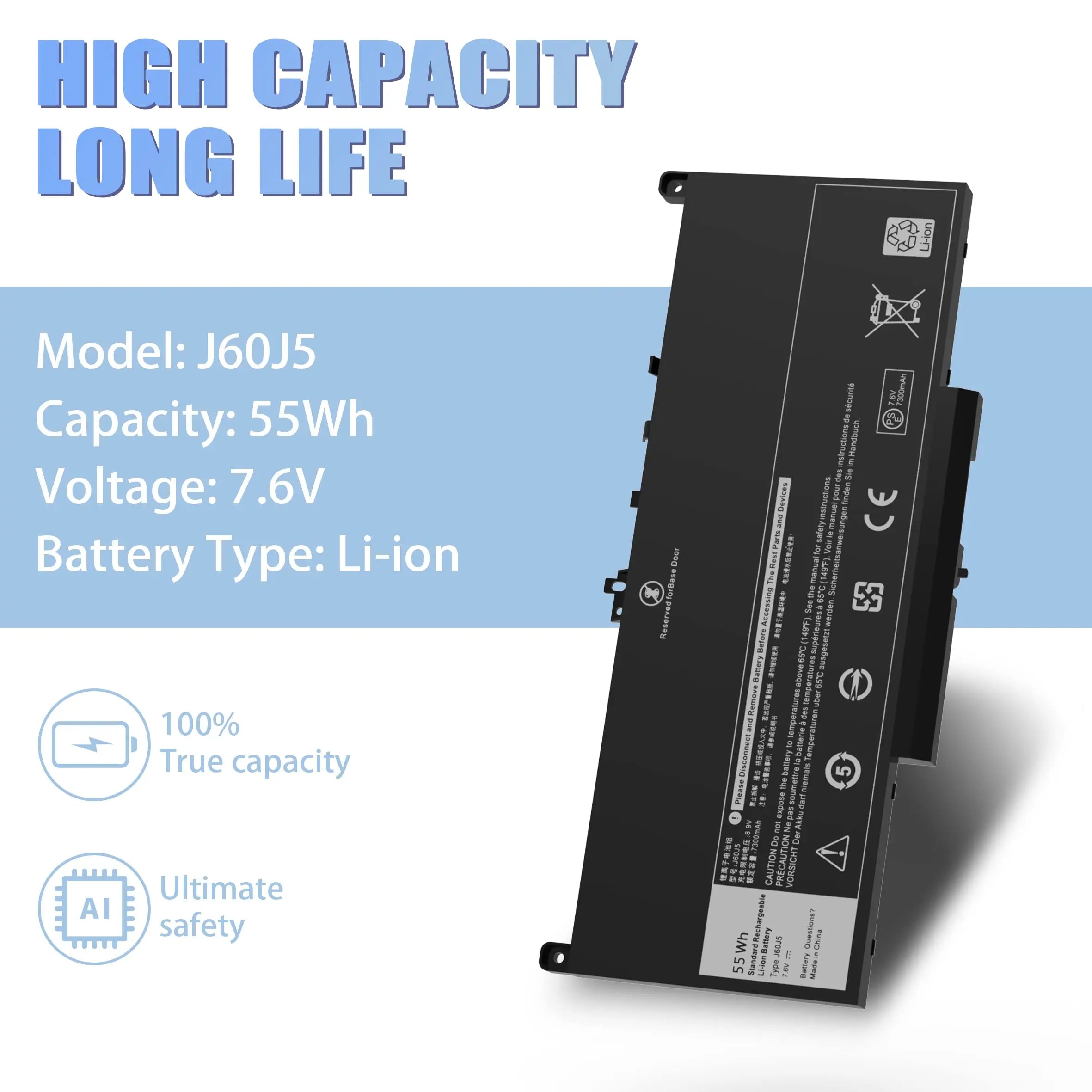 E7470 E7270 J60J5 Battery for Dell Latitude E7470 E7270 7470 7270 1W2Y2 0MC34Y MC34Y R1V85 242WD GG4FM WYWJ2 451-BBSX 451-BBSY