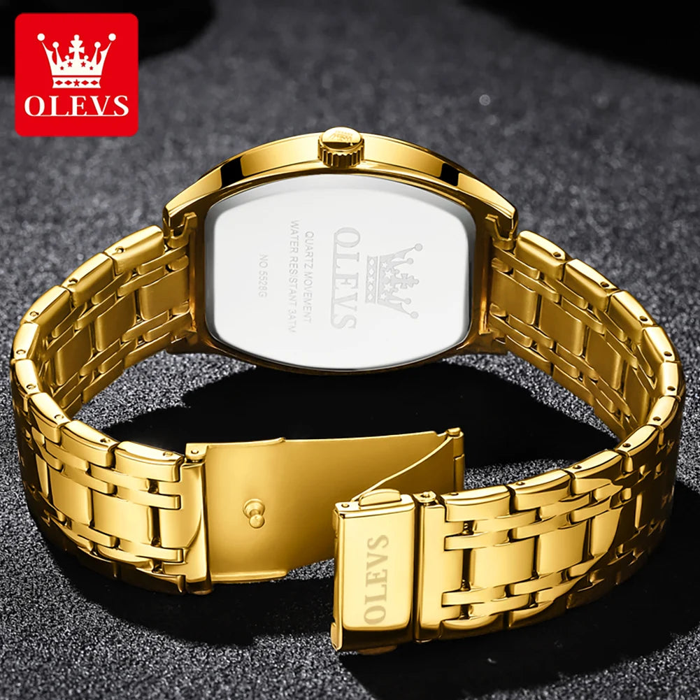 OLEVS Men's Watches Luxury Tonneau Original Top Brand Quartz Watch for Men Waterproof Luminous Week Date Male Wristwatch