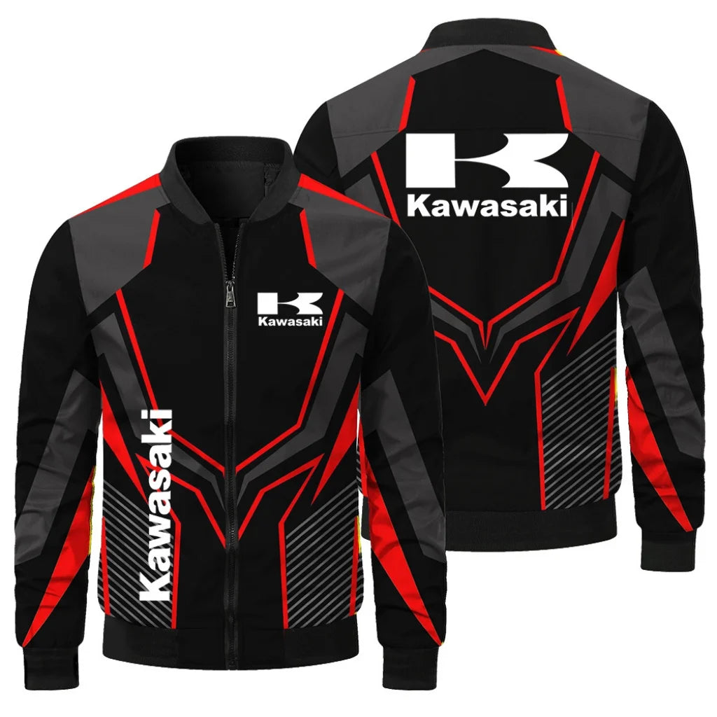New Kawasaki Printed Men's Jacket Casual Motorcycle Jacket Fashion Outdoor Cycling Racing Jacket Sports Kawasaki Clothing