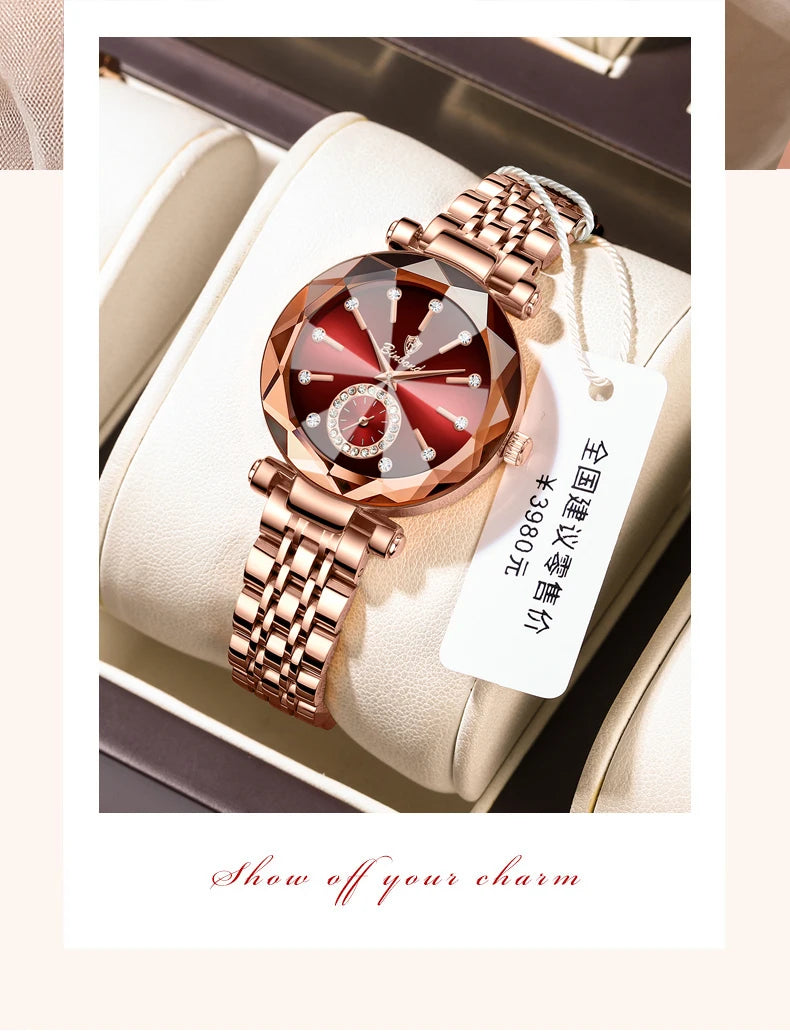 BINBOND Fashion Elegant Women Quartz Watches Original Heart Of The Ocean Design Waterproof Luminous Diamond Lady Casual Watches