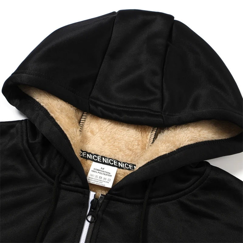 Men's Heavyweight Sherpa Fleece Lined Jackets Coats Windproof Zip Up Hoodie Winter Warm Hooded Sweatshirt Outerwear Outfits Tops
