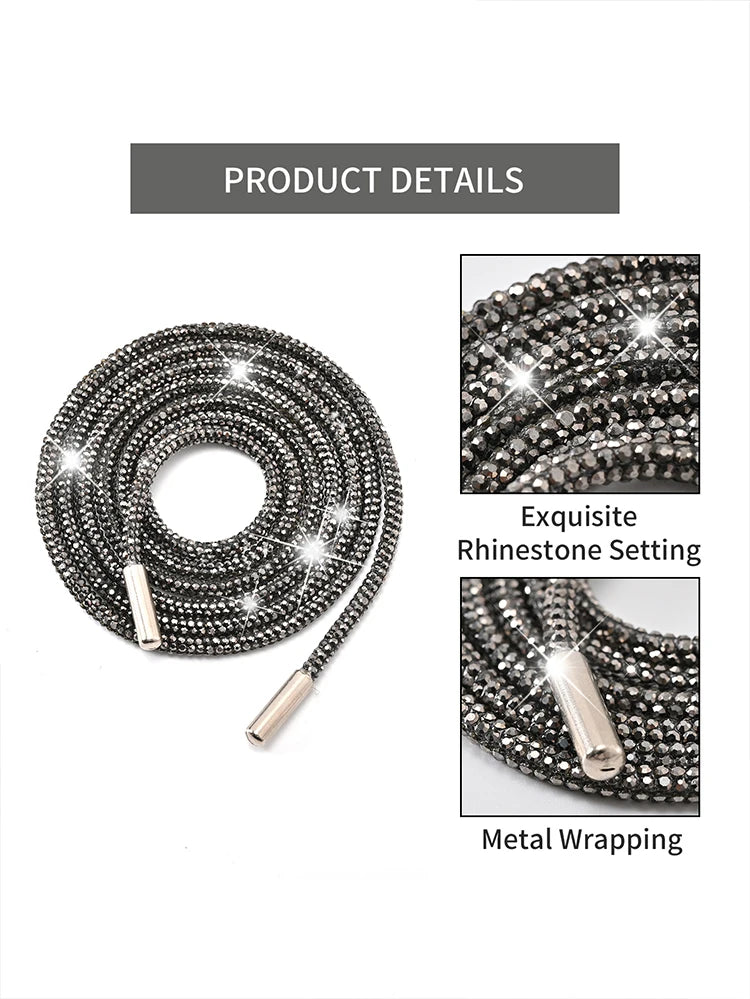 1 Pair/2 Pc Rhinestone Shoe Lace Luxury Diamond ShoeLace  Bright String Cross Braiding Strap DIY Drawstring