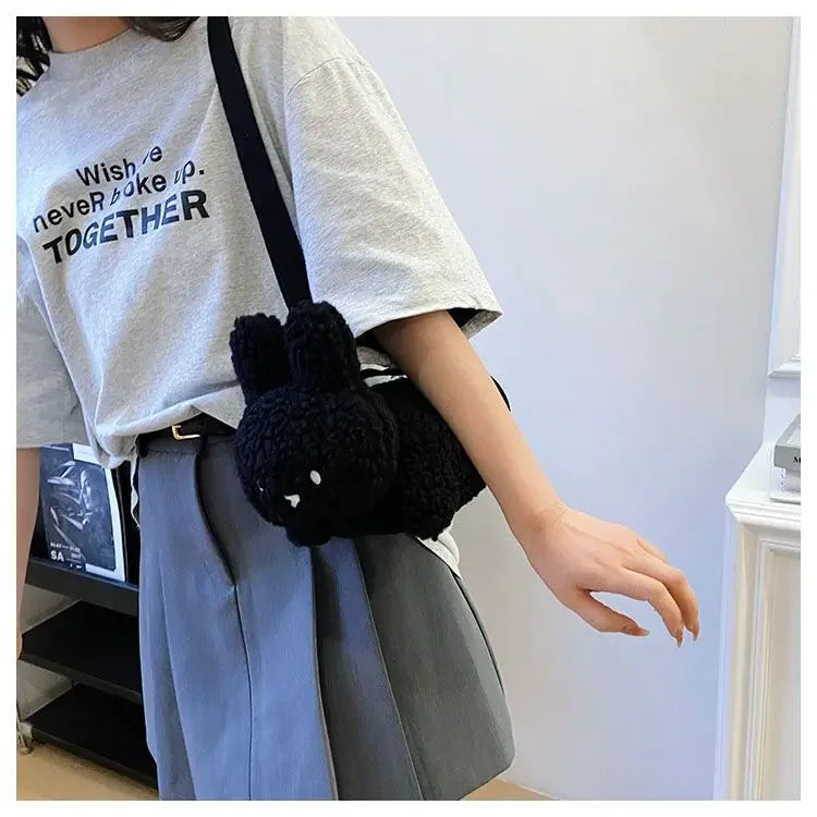Kawaii Miffy Rabbit plush bag Doll Tote cartoon cute One shoulder Crossbody storage bag Birthday toy Christmas gift