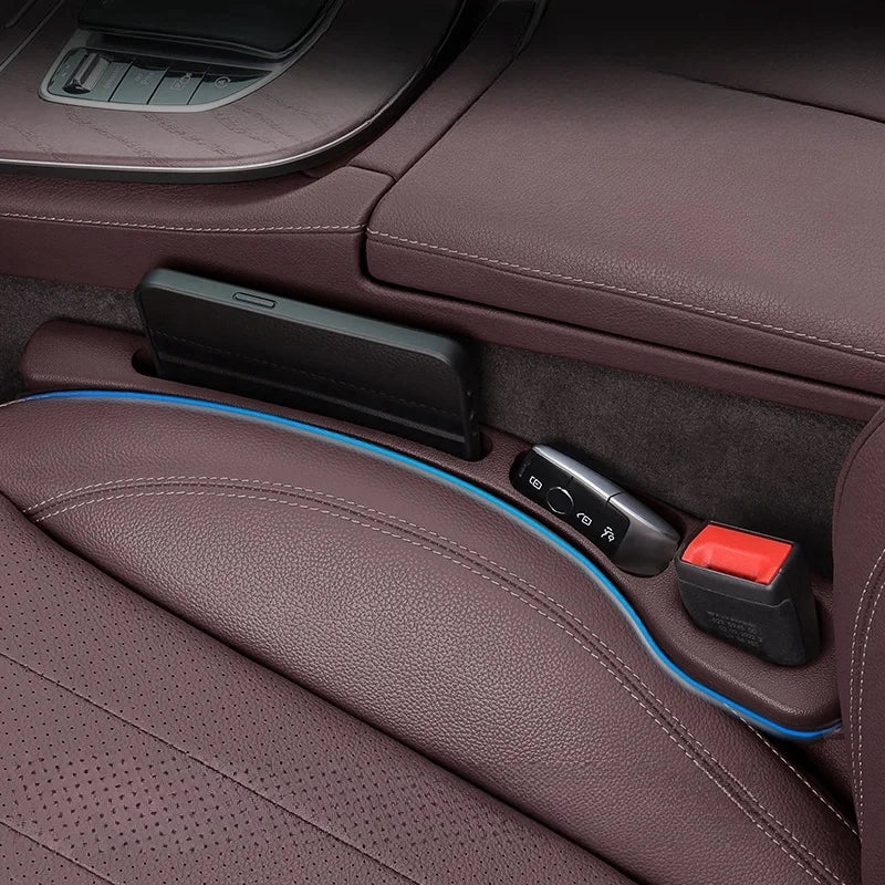 2pc Car Seat Gap Filler Organizer Pu Waterproof Car Seat Gap Plug Strip with 2 Grooves Seat Gap Storage Auto Interior Accessorie