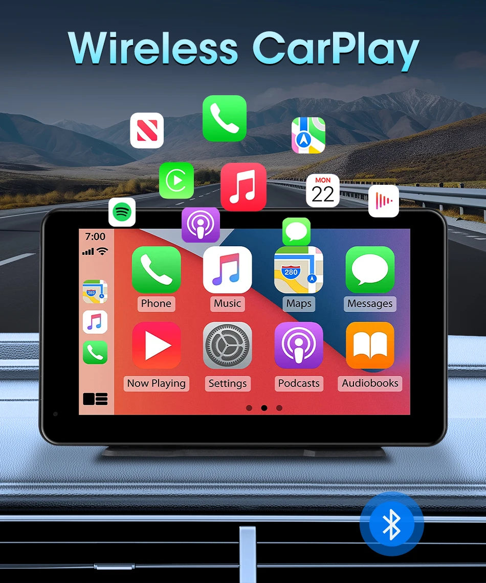 Vtopek 8.1 Inch 2.5K Dash Cam Wireless Carplay Android Auto Car DVR WiFi GPS Navigation Rearview Camera Dashboard Video Recorder