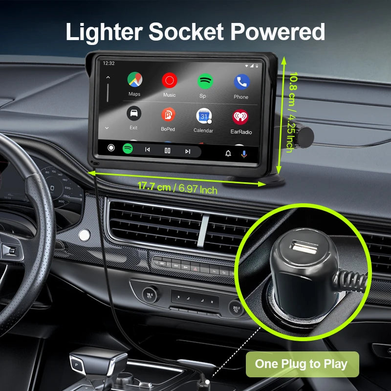 Hippcron CarPlay Android Auto Car Radio Multimedia Video Player 7inch Portable Touch Screen With USB AUX For Rear View Camera