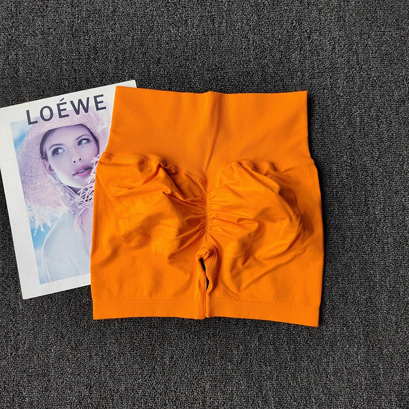 Yoga Shorts Peach Hot Girls Three-Cross Pants High Waist Knitted Pressure Running Sport Elastic Belly Lifting Butt Tight Pants