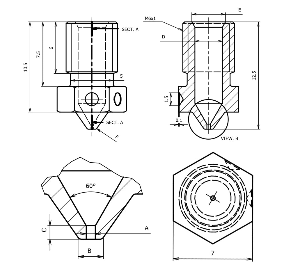 trianglelab BRASS V6 Nozzle for 3D printers hotend 3D printer nozzle for TD6 DDE CHC KIT v6 hotend extruder prusa i3 mk3