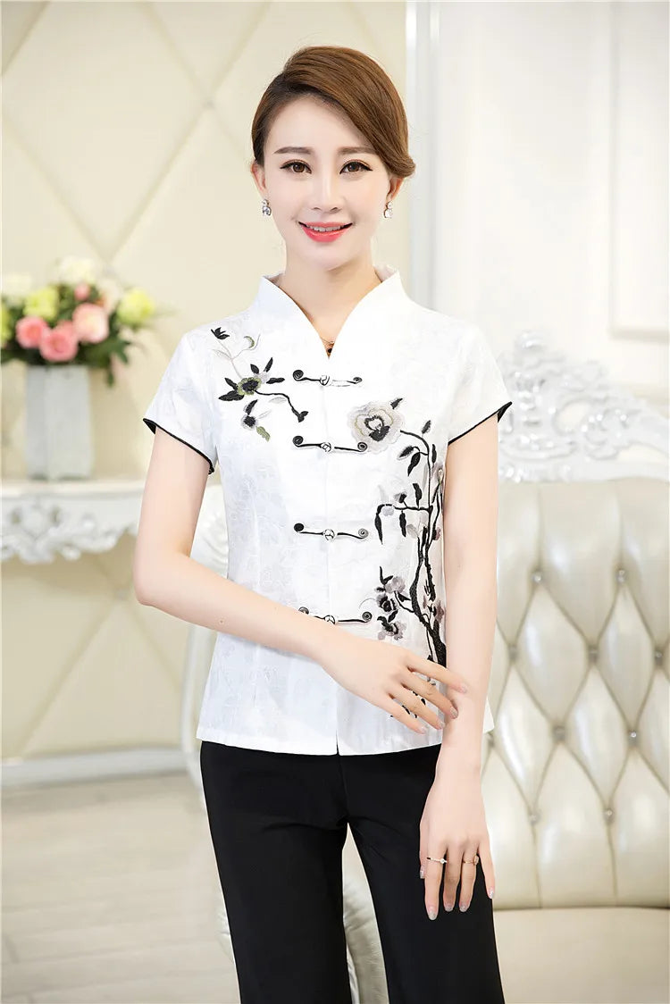Traditional Chinese Clothing for Women Clothes Qipao Tops Cheongsam Hanfu Ethnic Style Vintage Casual Streetwear Summer