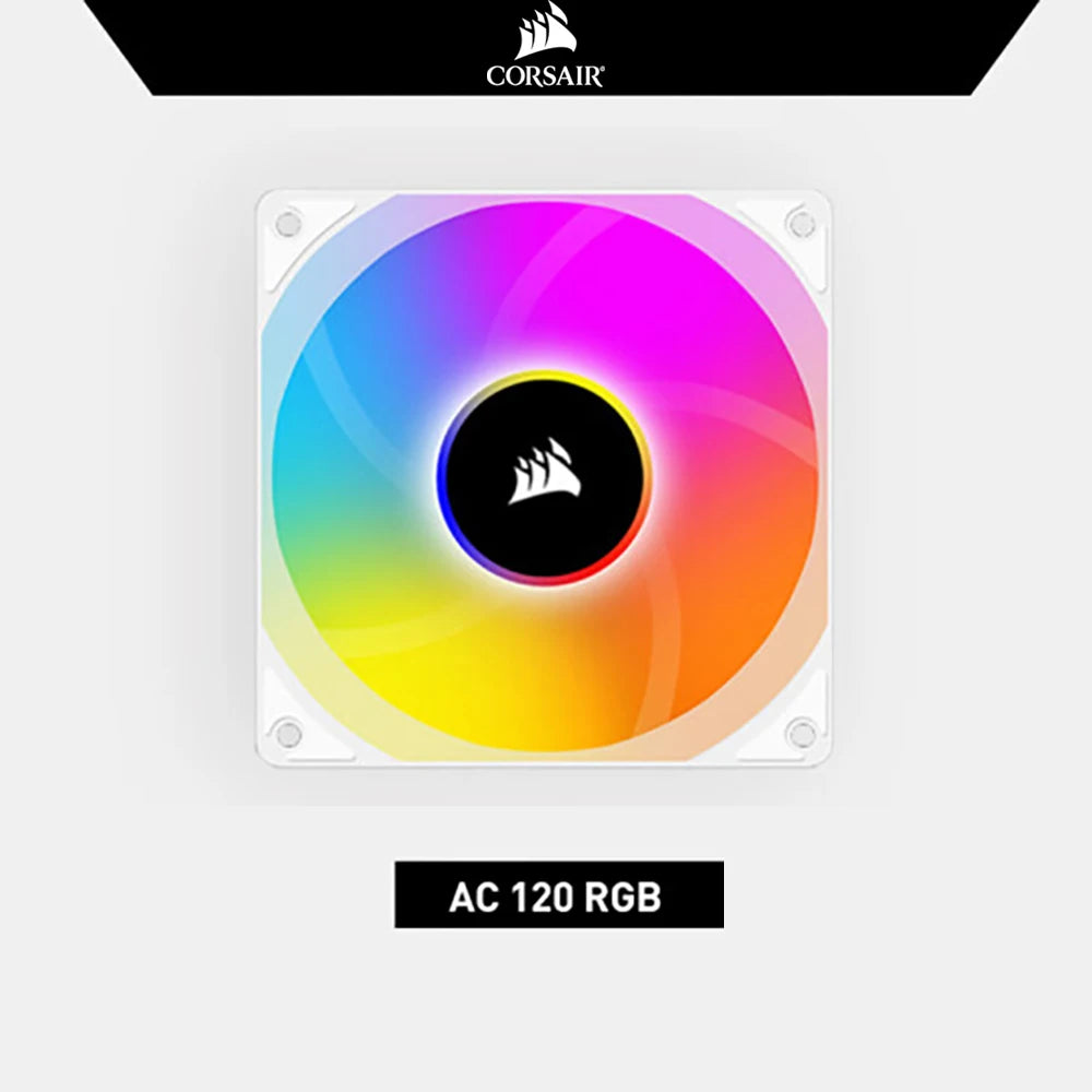 CORSIR AC120 RGB Fan Heat Sink High Air Flow Pressure/5V RGB High Performance/8 LED Lights 120MM Black/White