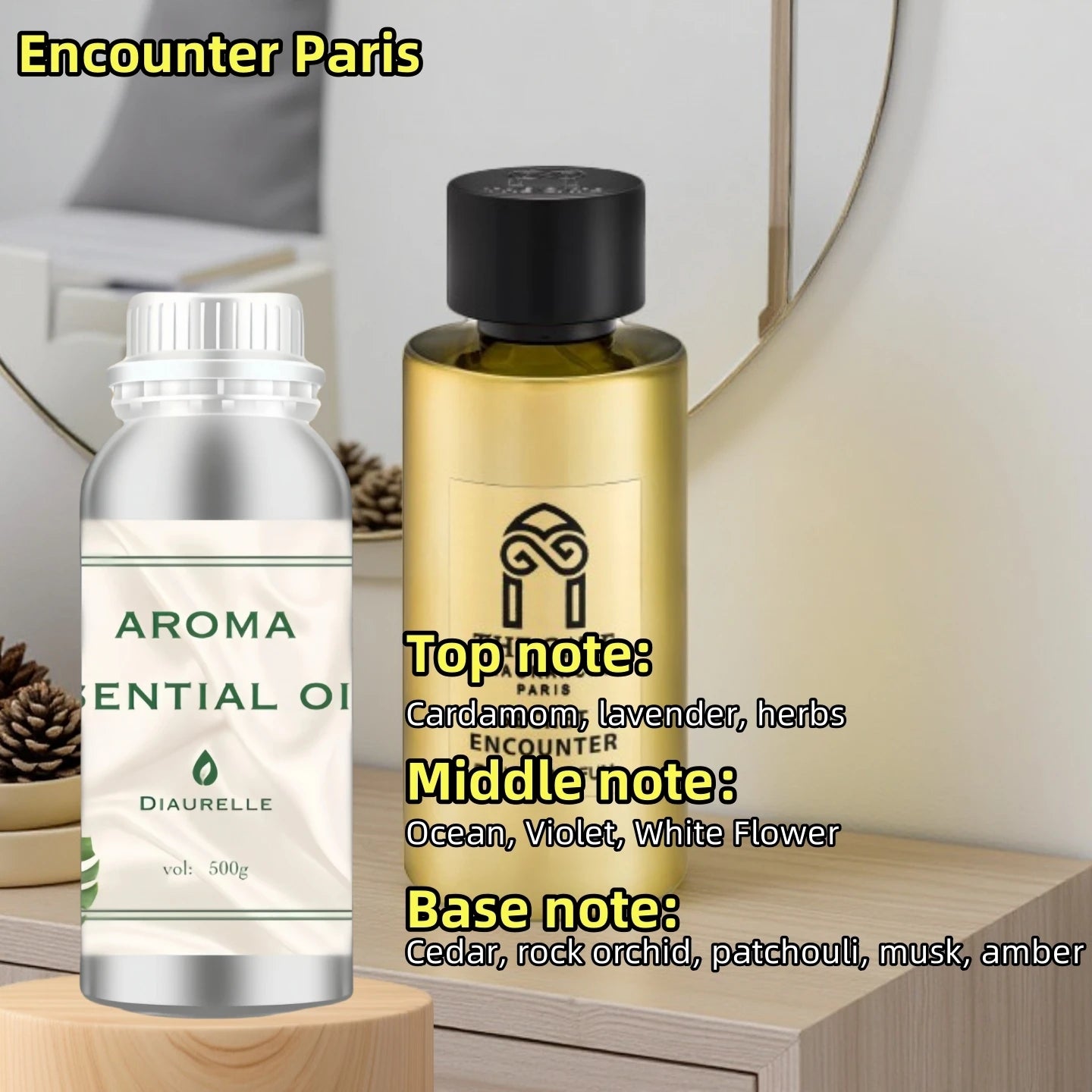 Aroma Diffuser Perfume Fragrance Oil Pure Scented Air Freshener Scent Diffusers Diaurelle 500ML Essential Oil Diffuser Natural