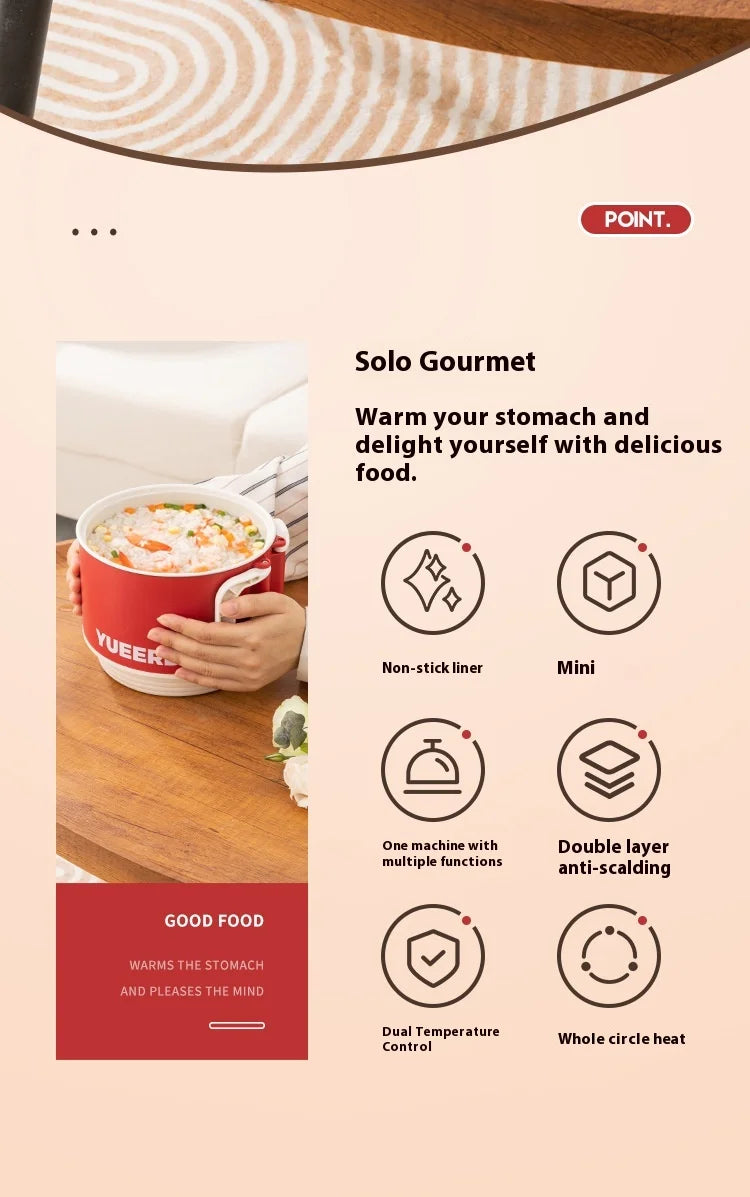 Portable Electric Heating Pot 1.5L Multi-purpose Cooker with Cover Automatic Temperature Control Fast Cooker for InstantNoodles